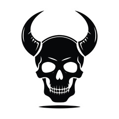 Skull with horn silhouette vector illustration isolated on white background