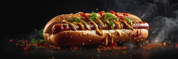 The Taste of Chicago Festival. serving a juicy hot dog. delicious hot hot dog