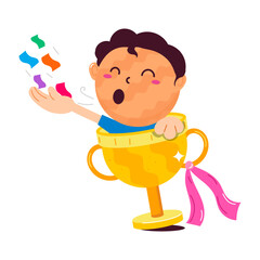 A customizable flat sticker of winner prize 

