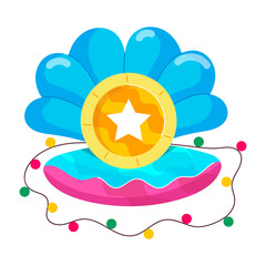 Premium flat sticker of scallop shell 

