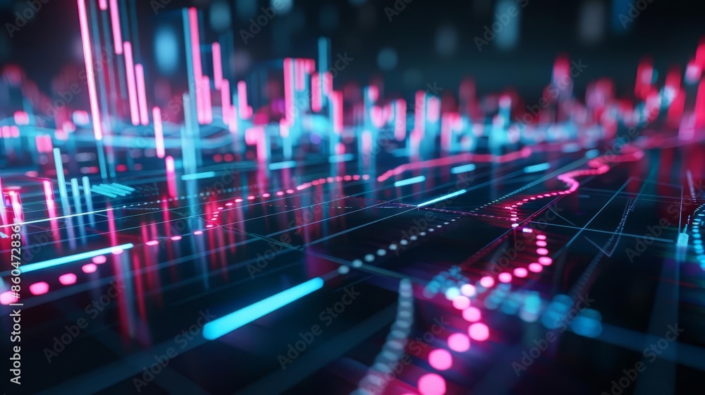Poster close-up of a computer screen displaying financial stock market charts.