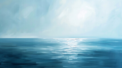 Obraz premium Abstract sea painting with sky background. Generative by AI