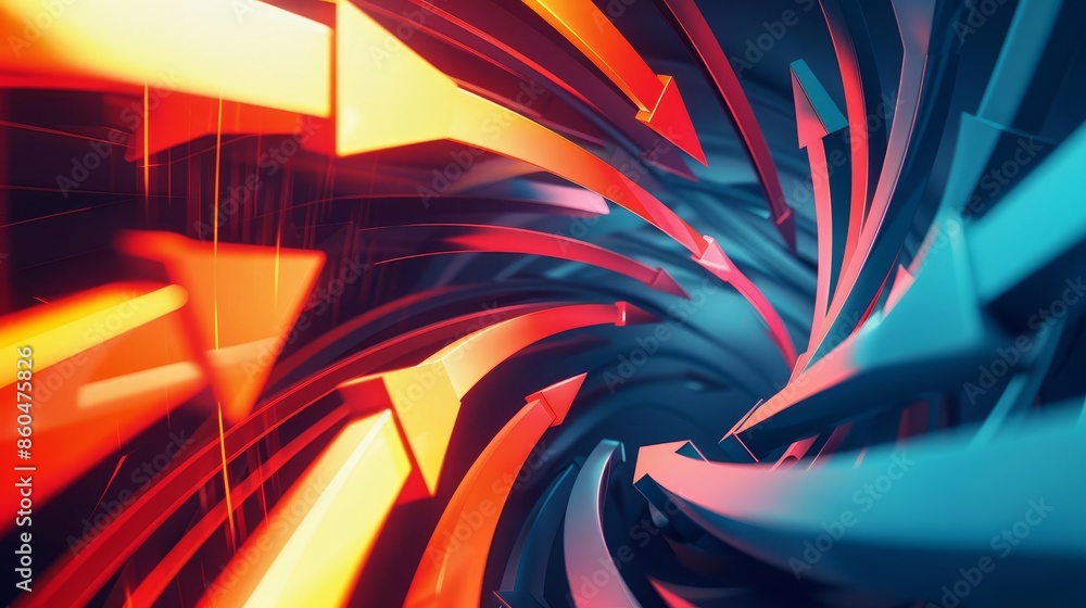 Aufkleber abstract 3d background with colorful arrows forming a tunnel.