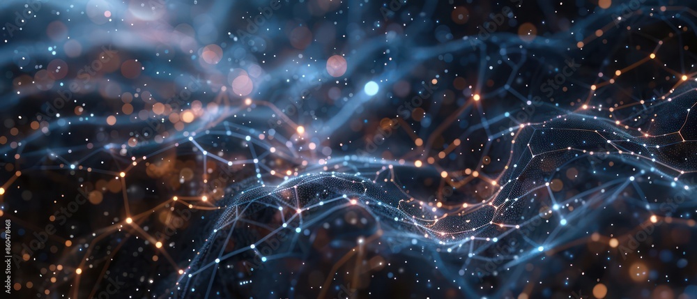 Poster digital visualization of a supercomputers neural network connections with ample copy space