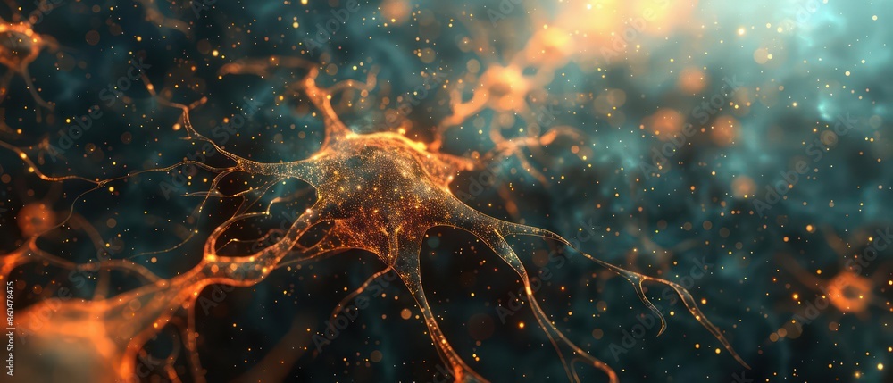 Poster digital visualization of a supercomputers neural network connections with ample copy space