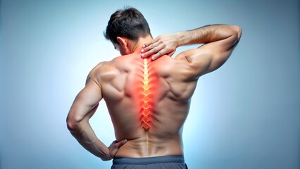 Fototapeta premium A man with back and neck pain