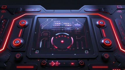 Obraz premium Futuristic home lighting control panel with touchsensitive interface and room for text