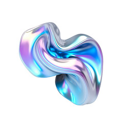 3d fluid abstract metallic holographic colored shape png on transparent background