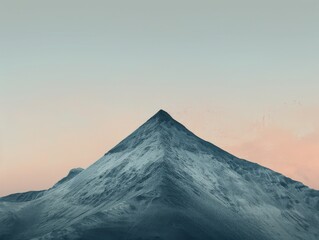 Naklejka premium Solitary Majestic Mountain Peak during DawnClear Blue Sky and Sunlight