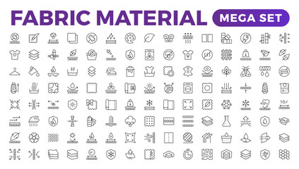Set of Fabric Material line icon set. Fabric Features, Materials, Fabric Business web icons in line style. Product, industry, shop, symbol.