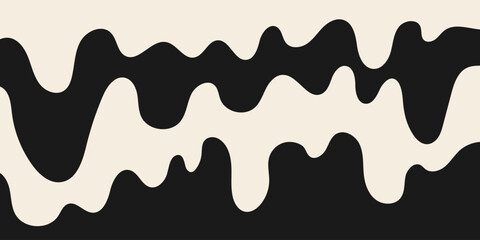 Abstract wavy retro groovy background. Vector illustration of groovy waves in 1970s hippie style. Psychedelic dynamic liquid shapes