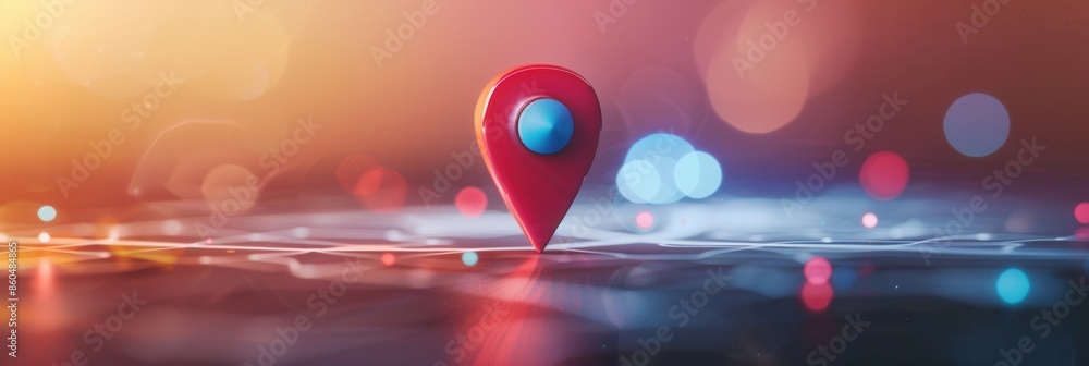 Aufkleber A red location pin stands out on a clean, modern map background, perfect for navigation apps and travel services. Generative AI
