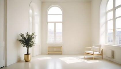 white and gold theme modern interior