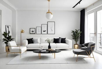 Fototapeta premium white and gold theme modern interior design