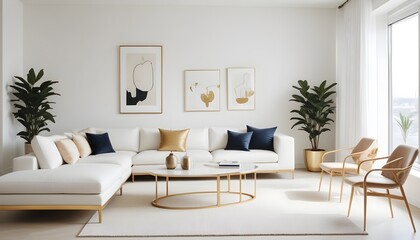 Obraz premium white and gold theme modern interior