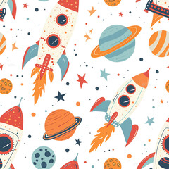 Cute Rocket Ship Pattern