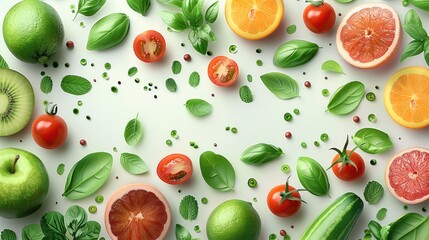 Food banner green, healthy and vivid color, vector illustration on isolated background. Generative AI.