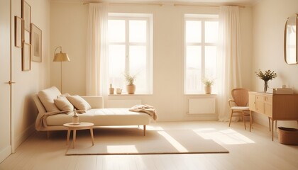 Fototapeta premium white and gold theme modern interior design