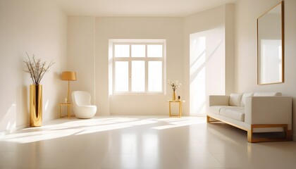 Fototapeta premium white and gold theme modern interior design