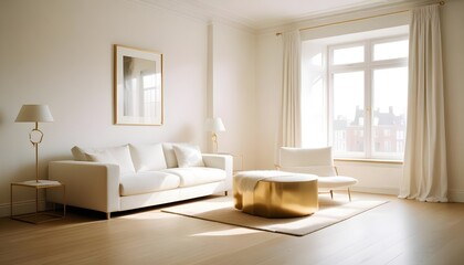 Fototapeta premium white and gold theme modern interior design
