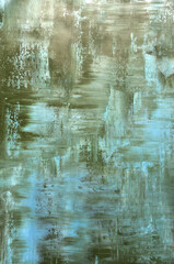 dirty art background with brush strokes in olive blue color