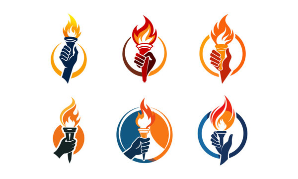 a set of tourch logo vector