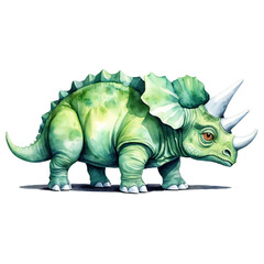 baby triceratops in minimalistic watercolor