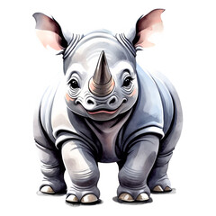 Obraz premium watercolor cute cartoon baby rhino pastel colors