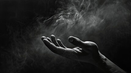 Hands help dark. Generative AI