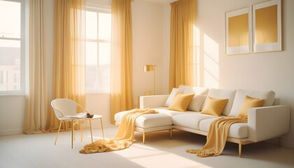 Fototapeta premium white and gold theme modern interior design