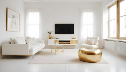 Obraz premium white and gold theme modern interior design