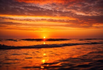 Obraz premium vibrant sunset hues reflecting serene ocean waters, colors, sea, tranquil, scenery, horizon, waves, sky, orange, pink, yellow, blue, reflection, dusk