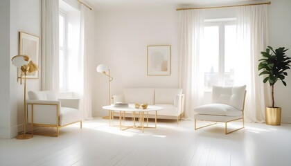 white and gold theme modern interior design