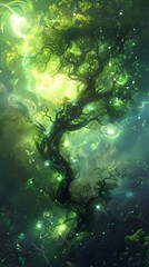 Fototapeta premium Enchanting Tree with Glowing Lights.