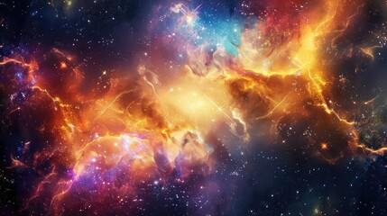 Fototapeta premium Space, nebulae, stars, galaxies, glow. Generative AI