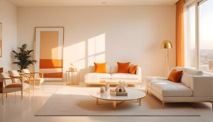 Fototapeta premium white and gold theme modern interior design