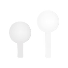 Blank hand held paddle sign with handle isolated on white background. Vector mockup. Handheld circle double sided board for events mock-up © JAYANNPO