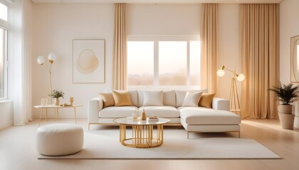 Fototapeta premium white and gold theme modern interior design