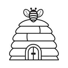 Flat cute beehive house icon design, black vector illustration on white background