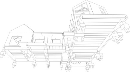 3D illustration of building structure