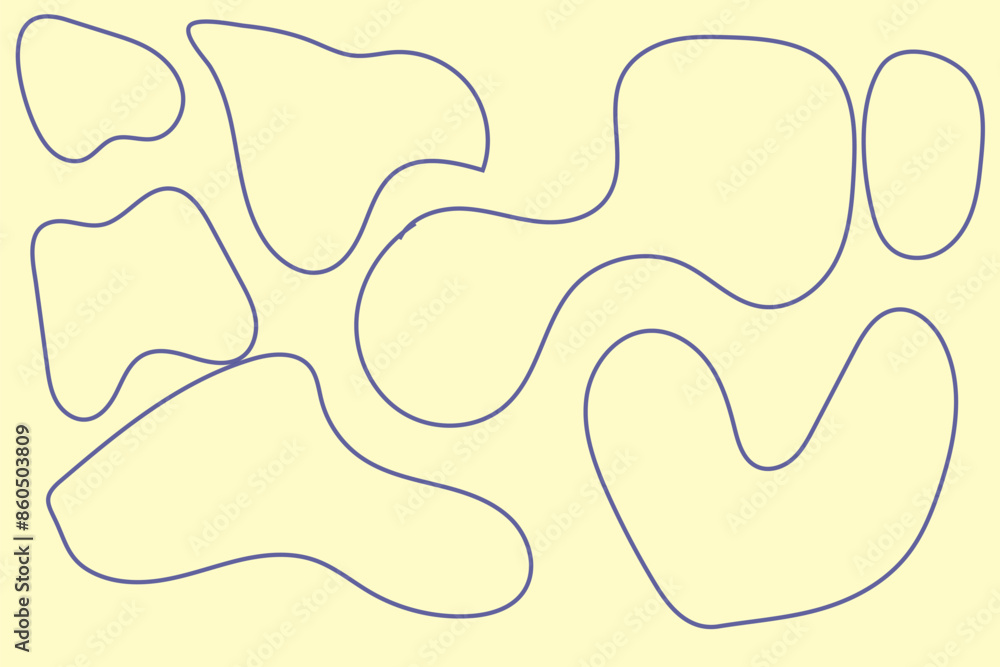 Poster abstract grey blobs and outline set for decoration