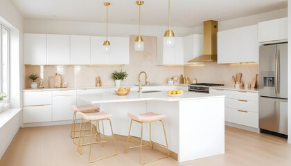 Fototapeta premium white and gold theme modern interior design