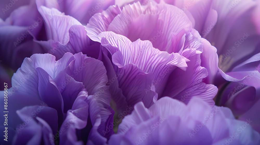 Poster violet eustoma flowers close up macro shot : generative ai