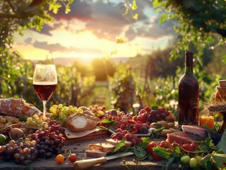 Naklejka premium Food Platter and Wine