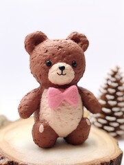 Beautiful and exquisite chocolate cookies bear, decorated with desserts and cakes, birthday gift