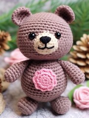 Cute teddy bear with a flower