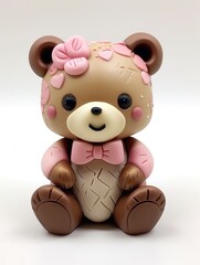 Beautiful and exquisite chocolate bear, decorated with desserts and cakes, birthday gift