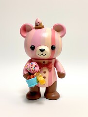 Beautiful and exquisite chocolate bear, decorated with desserts and cakes, birthday gift