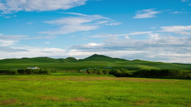 Time-lapse photography of Ulagai grassland in Inner Mongolia