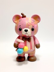 Beautiful and exquisite chocolate bear, decorated with desserts and cakes, birthday gift